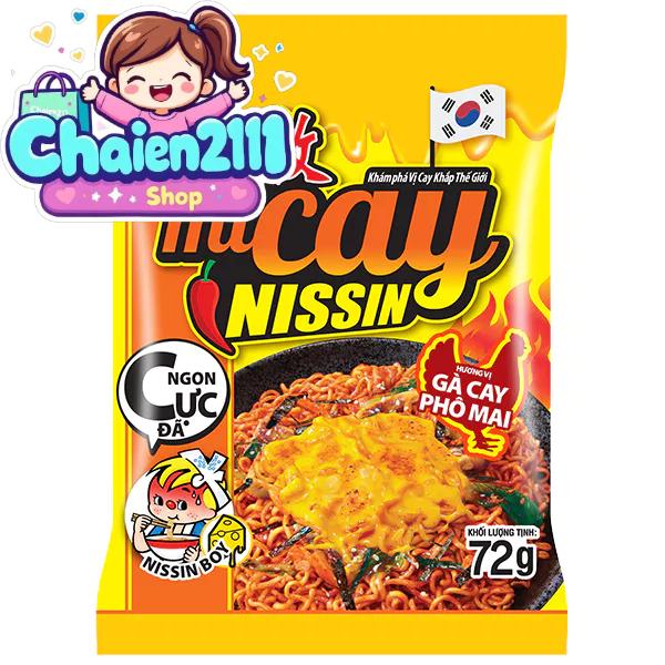 Nissin Mì Cay Chuẩn Vị Hàn Quốc - Gà Cay Phô Mai - Thùng 30 Gói - Khối Lượng Tịnh 72g Gói - Chaien2111 Shop