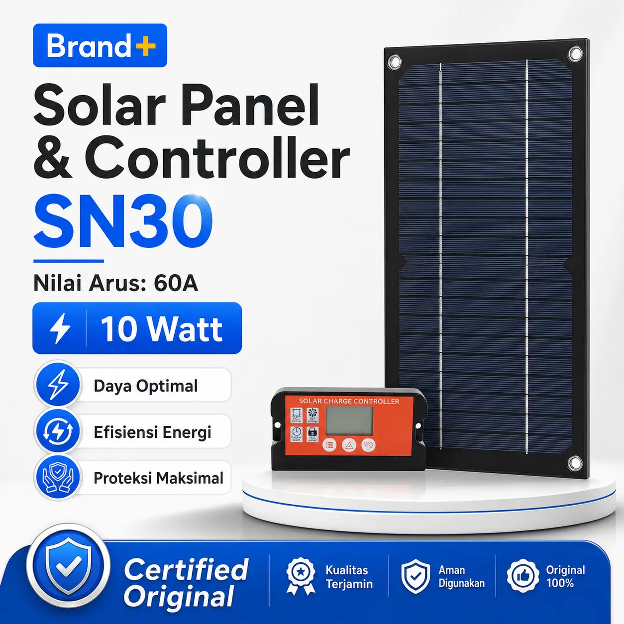 Set Panel Surya dan Kontroler Solar Panel 10W Kit Controller