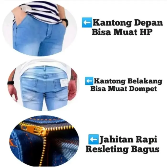 Celana Jeans sobek robek Ripped Abu pria model Slim fit premium 7