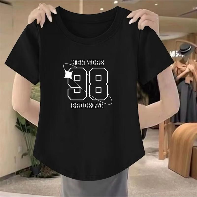 Delano_Clothing Baju Atasan Lengan Pendek Oval Motif Digital Printing Angka 98 Kaos Wanita Trendy 2025 Delano_Clothing Baju Atasan Lengan Pendek Oval Motif Digital Printing Angka 98 Kaos Wanita Trendy 2025