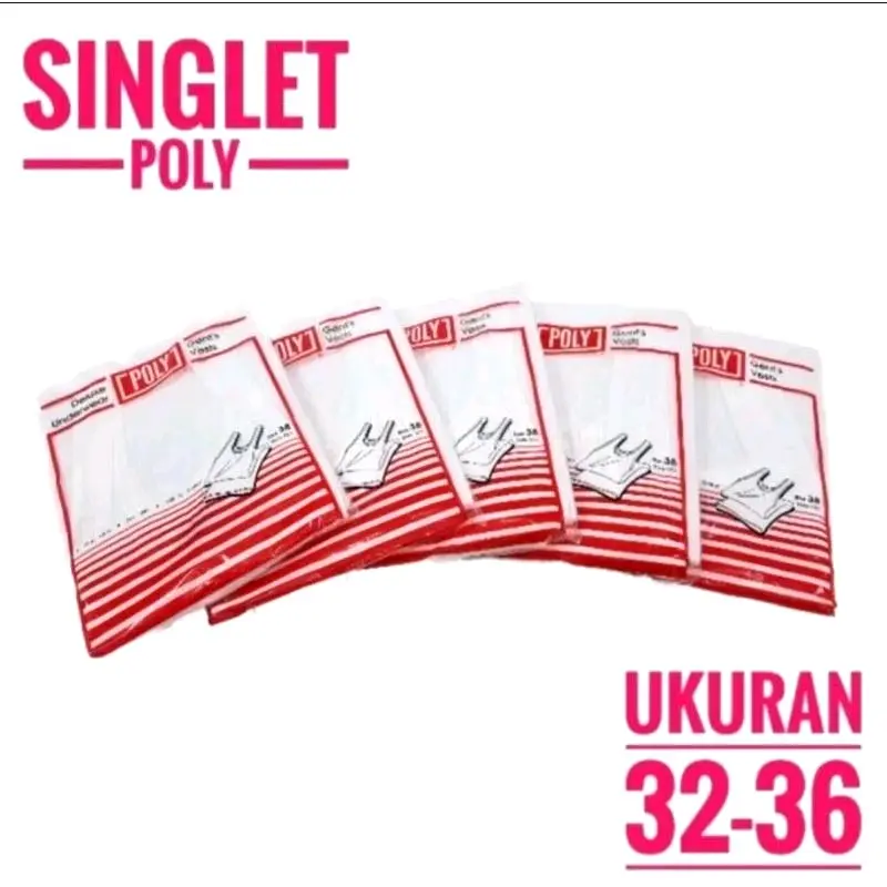 6 pcs singlet poly pria dewasa size dari 32 34 36  lebih hemat