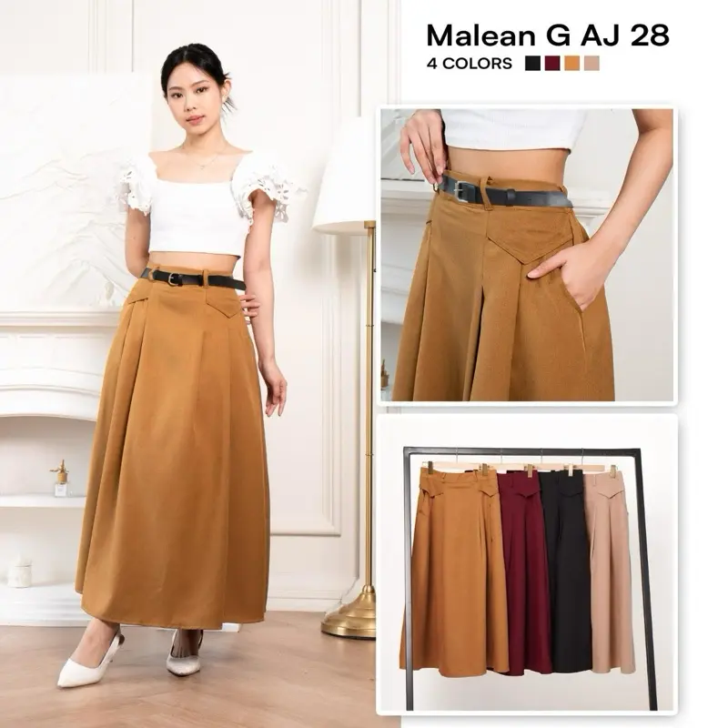 Androk import wanita BKK | ROK MIDI 7/9 | AJ 28 Skirt | Rok Suade | semiwol | androk wanita outfit