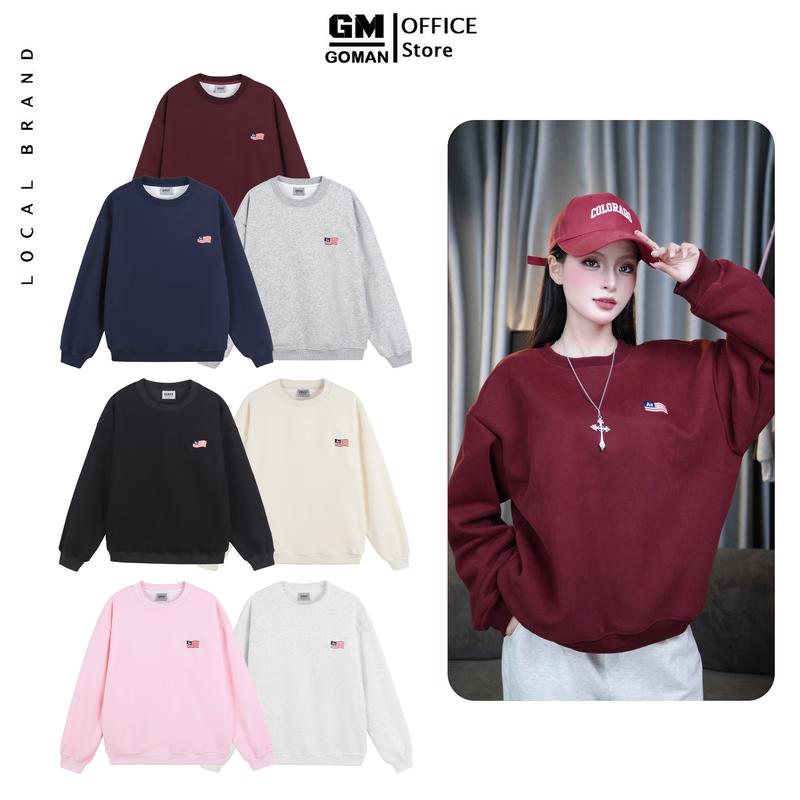 Độc Quyền [Đàm Duy Bộ - GOMAN] Áo Sweater Thêu Cờ Mỹ Nỉ 2da Cao Cấp Nam Nữ - Hình Thêu Chắc Chắn