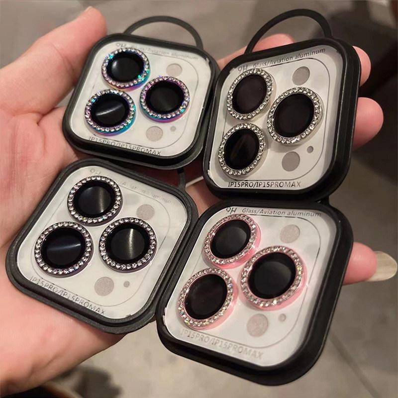 Miếng dán bảo vệ ống kính camera đính đá lấp lánh, dùng cho Apple 18P/18PM