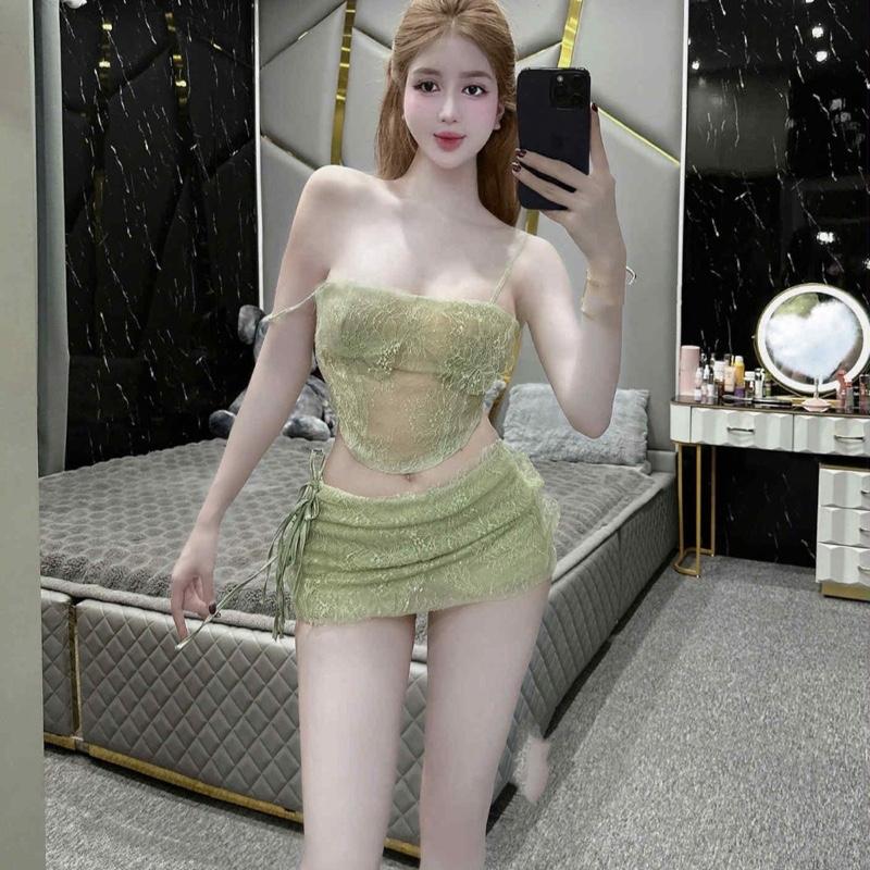S4 Set Áo Corset 2s Ren Kim Sa Mix Chân Váy A Sang Chảnh( Khoá Kéo, Có Lớp Lót Áo + Quần Bảo Hộ ) Đi Chơi Đi Tiệc • NA TÍM Clothing