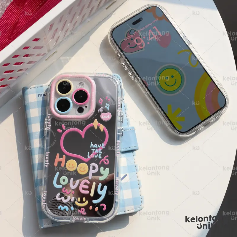 KELONTONG UNIK | Happy Lovely Mirror Case/ Case Cermin - Casing HP/ Hardcase for iPhone 11 12 13 14 15 16 PRO PROMAX PLUS Aksesoris ,CIIH 5