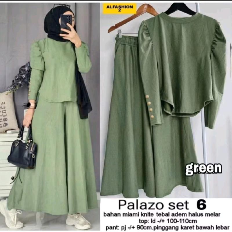 PALAZO SET 2 RIB KNIT CELANA KULOT TANGAN BALON INARA LD 110 / PALAZO SET POLOS / ONE SET OOTD WANITA KEKINIAN / BAJU SETELAN FASHION MUSLIM / ONE SET WANITA JUMBO DEWASA / SETELAN WANITA MUSLIM KEKINIAN / SET AISYA / SET PALAZO / SET LISA 1