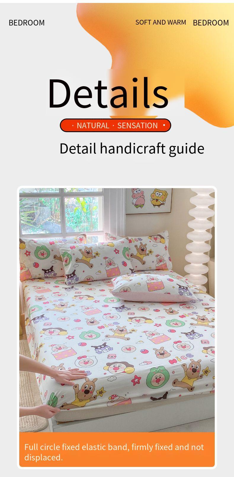 Product Introduction of Cartoon style Premium Cotton 3in1 Bedsheet Cadar Single/Queen/King Size Fitted Bedsheet 950 TC Getah Keliling Free Pillowcase (Cadar Murah) cadar  tds 50