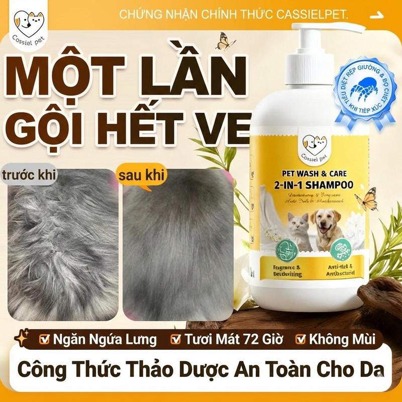 Cassiel Pet Sữa Tắm 2 Trong 1 Cho Chó Mèo Dùng để Hữu ích Làm Sạch Sâu Ngăn…
