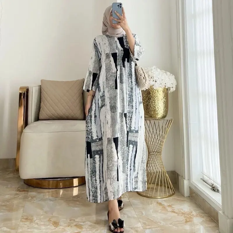 HOMEDRESS FABELLA LONGDRESS SAKU RAYON VISCOS BUSUI LD 120 JUMBO Lebaran Muslim 5