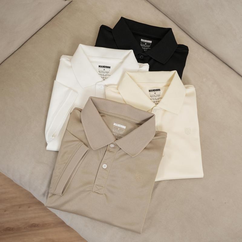 DEAL HOT Áo polo nam MANDINNI BASIC vải Interlock Poly cotton cao cấp chuẩn form Polo Nam trơn chuẩn form Menswear Thun Có Cổ
