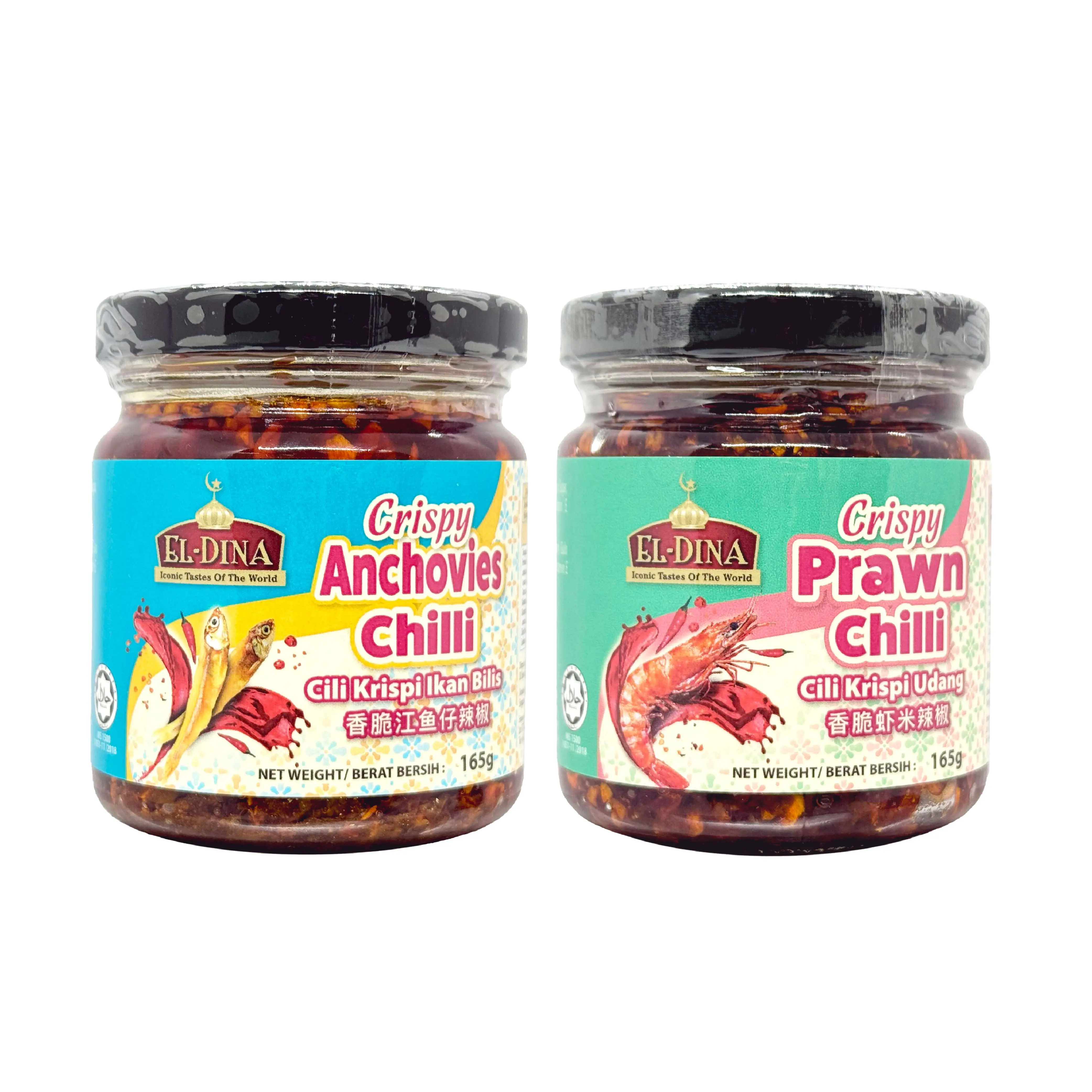[NEW] [Bundle of 2] EL-Dina Crispy Prawn/Anchovies Chilli 165g x2 Halal