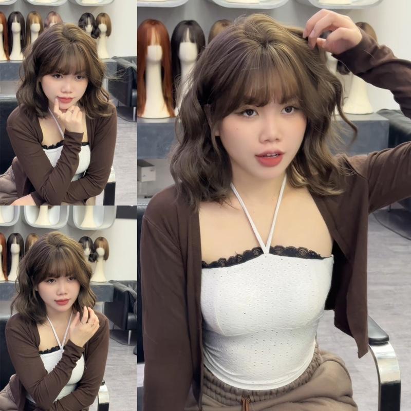  Tóc giả nữ nguyên đầu DJ-06 hippie ngắn 35cm – tóc siêu thật tự nhiên by Dung Ji 