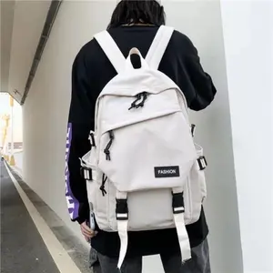 Tas Ransel Sekolah Polos Hitam Bahan 300d dengan Ruang untuk Laptop - Pria Wanita Backpack Travel