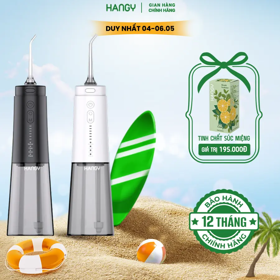 Máy tăm nước siêu âm HANGY HG23 thế hệ mới 2023 chính hãng - [Bảo hành 1 đổi 1 nguyên seal full hộp trong 1 năm]