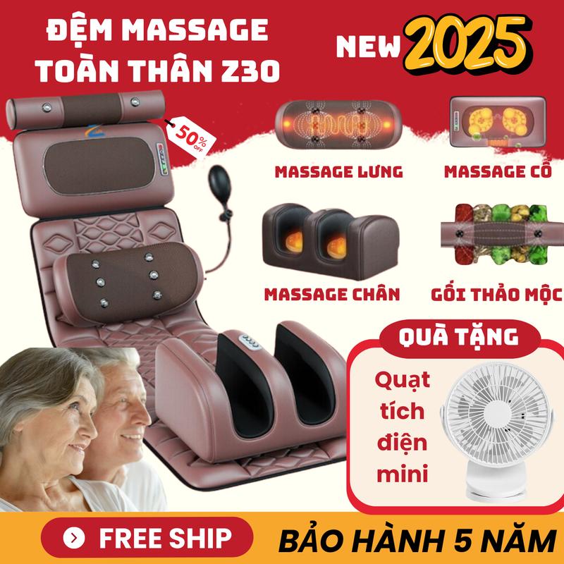 Đệm massage toàn thân đa năng Ghế massage hồng ngoại có kèm gối thảo mộc và massage chân nệm masage toàn thân thảm matxa ghế mát xa