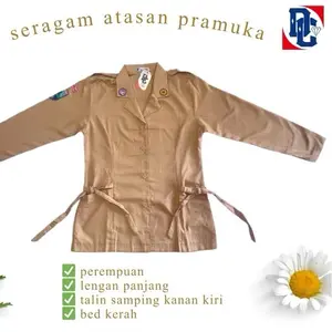 SERAGAM SEKOLAH -  Seragam Atasan Pramuka Cewek Tali Samping Kanan Kiri - Perempuan Lengan Panjang Bed Kerah