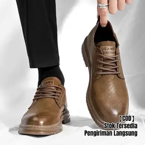 【COD】Sepatu kulit pria model baru yang menambah tinggi badan, anti selip dan tahan aus, cocok untuk pemakaian sehari-hari, acara bisnis, dan acara formal. fleksibel jalan sepatu kasual