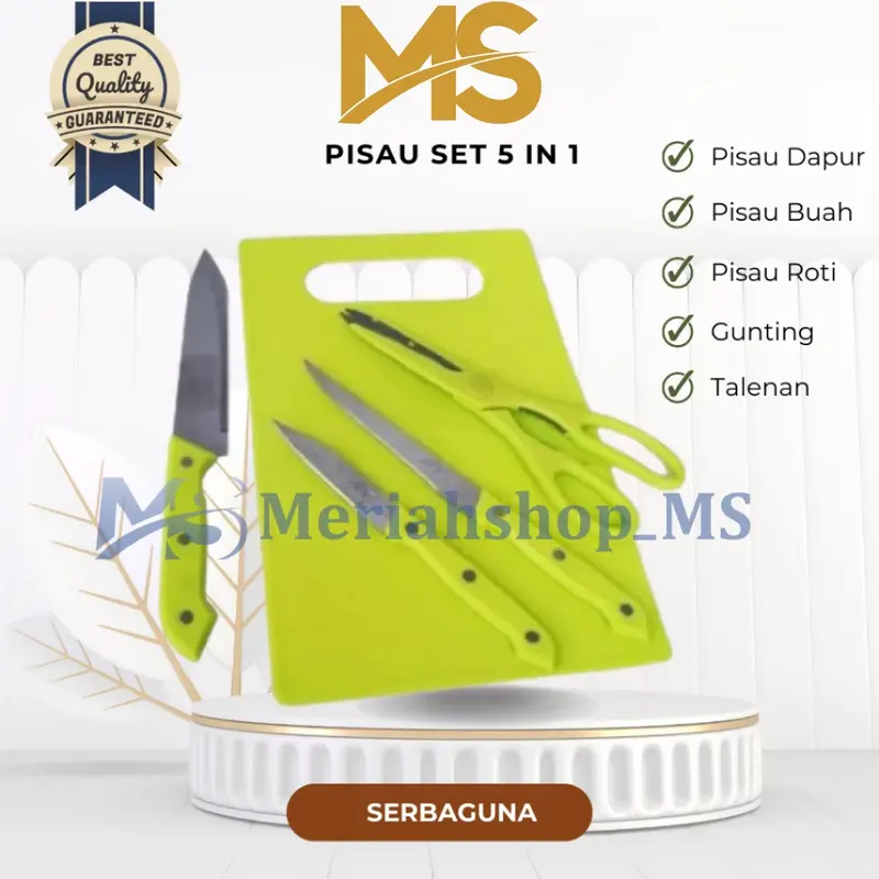 MERIAHSHOP Pisau Set Telenan Talenan Warna 5 in 1 Cutting Board Pisau Gunting Dapur Koki Masak Stainless Steel Anti Karat 2