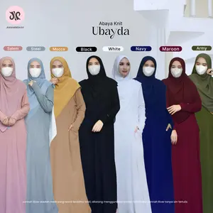 Jannah River - Abaya Knit Lengan Manset Ubayda ( Abaya Only ) Bahan Rib Knit Premium Gamis Syar'i Semi Batwing Wudhu Friendly Busui Friendly Abaya Umroh Wanita Muslim