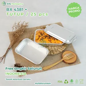 Alumunium Foil Tray BX 4381 + Tutup Macaroni Schotel Pastel Tutup Lasagna Mentai Rice Dimsum Mentai Klapertart