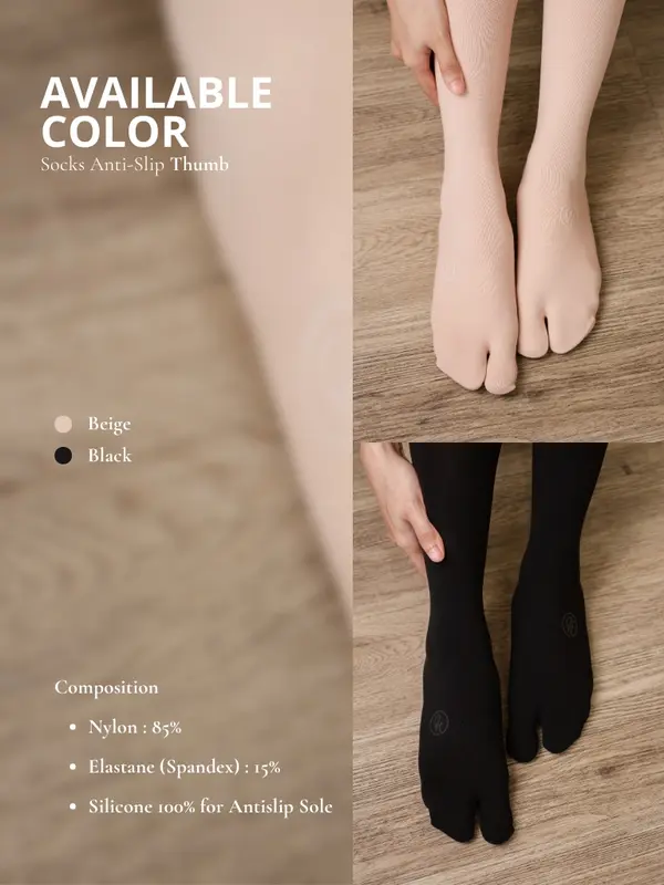 HJ - Sock Anti Slip Thumb | Kaus Kaki Wanita Anti Licin  bahan Nylon Microfiber Tebal Lembut 3