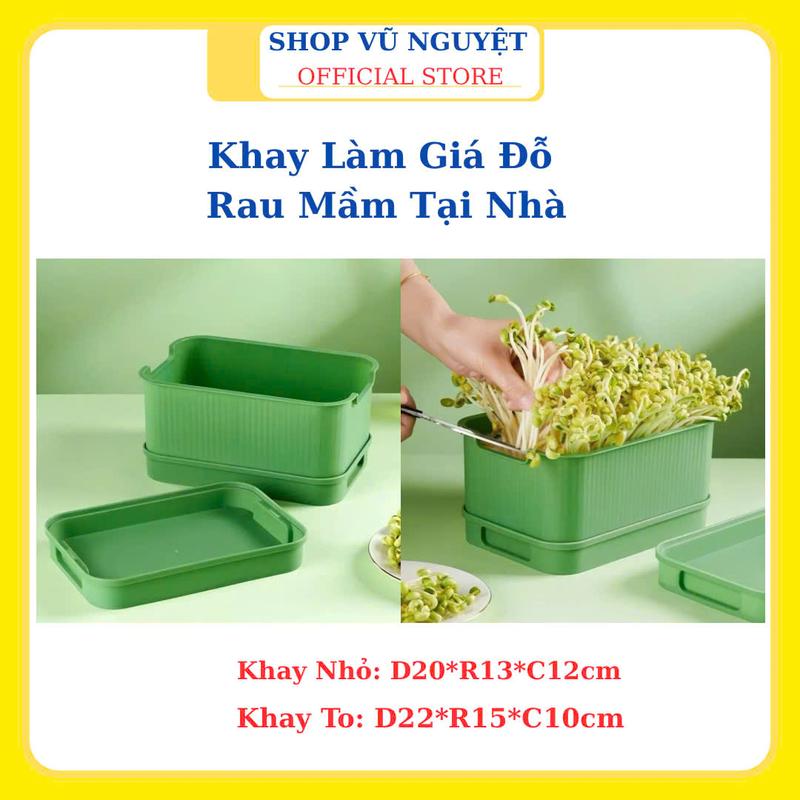 Khay Làm Giá Đỗ Rau Mầm Có Nắp Đậy Tiện Lợi Bộ Dụng Cụ ươm Mầm Trồng Giá Đỗ Tại Nhà An Toàn Sạch Sẽ