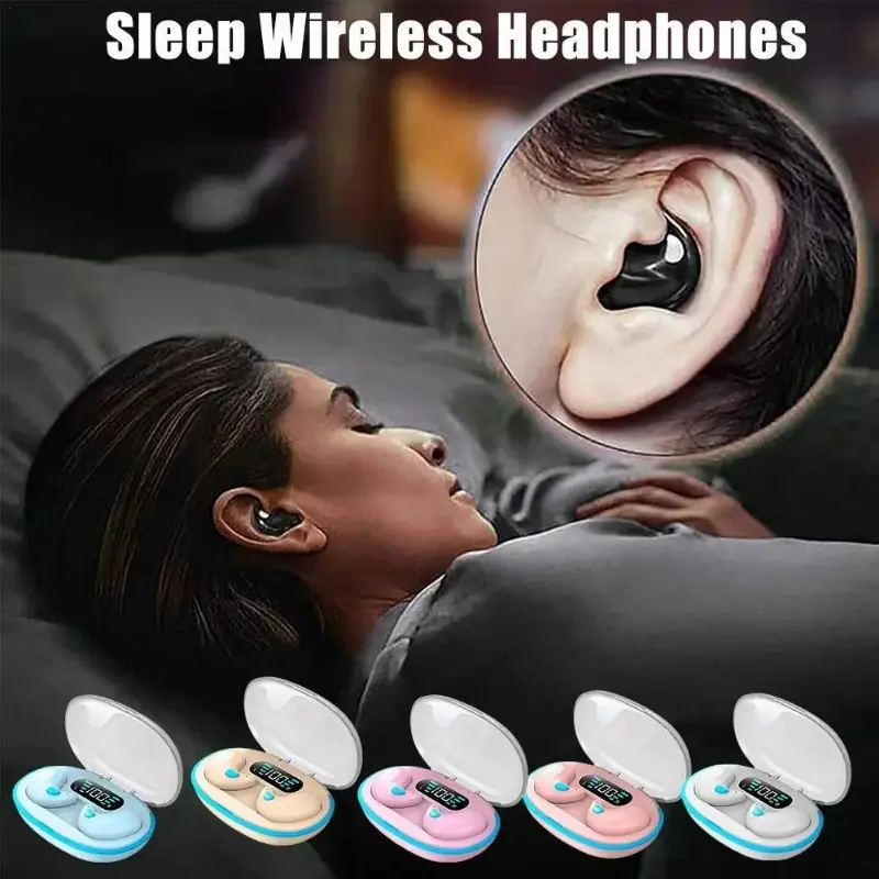 Tai nghe Bluetooth không dây, tai nghe trò chơi thể thao kinh doanh có đèn LED, khử tiếng ồn, tai nghe âm thanh nổi TWS , tai nghe ngủ X55, mới 0