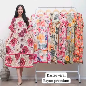 Daster anabell viral motip bunga terbaru resleting/kancing busui