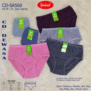ISI 6 PCS CD WANITA/CELANA DALAM WANITA DEWASA BAHAN KATUN MERK YUTIND  SA560/SA561 Size M-XXL  Cewek