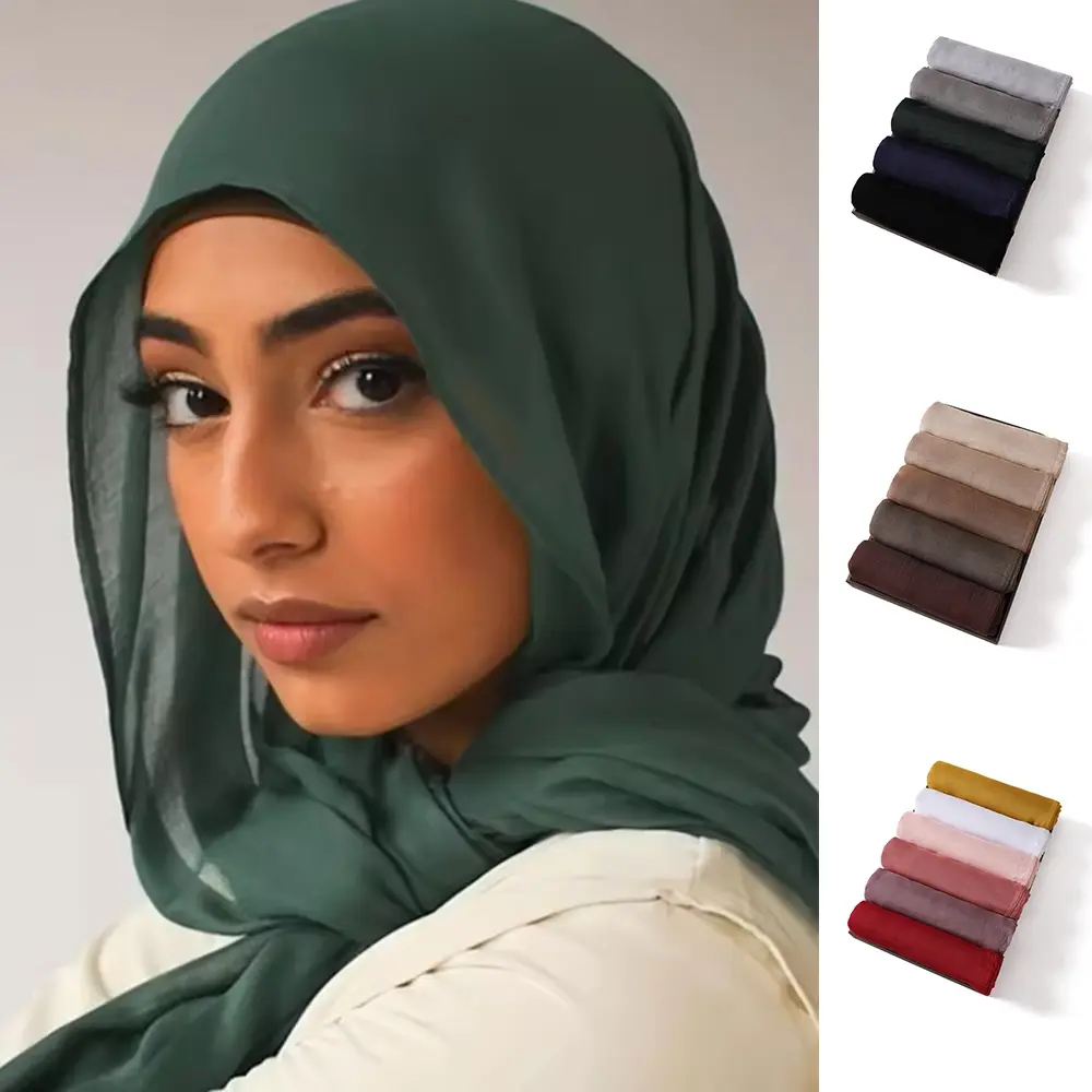 LMLAVEN Solid Wide Soft Brimmed Double Stitch Rayon Thin Shawl Tudung Women Modal Breathable Hijab Scarf