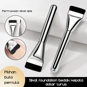 Flat Foundation Brush with 4 Color Sangat Rapi Kuas Bedak Rias Datar Profesional Ultra Tipis Masker Wajah Merah