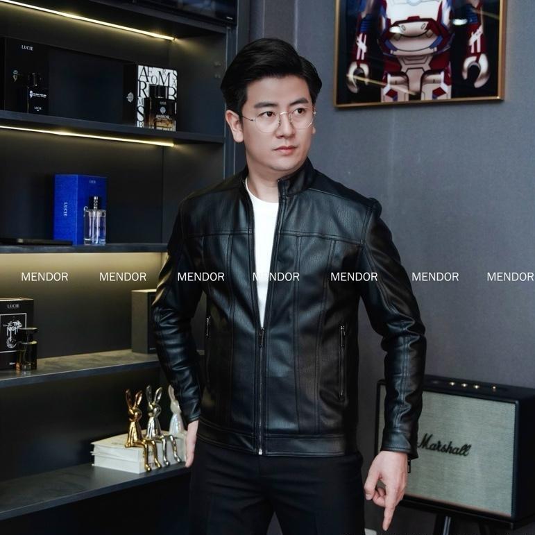 Áo Da Nam 6006 Cổ Tàu Lót Lông Nhung Cao Cấp ao khoac nam hàng quảng châu cao cấp Mendor - lót lông Nhung- khoá tay kéo Menswear Jacket áo khoác áo da