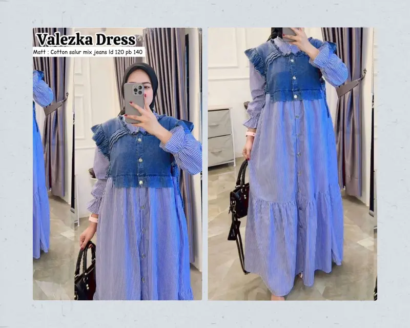 Valezka Dress Salur Mix Jeans 1