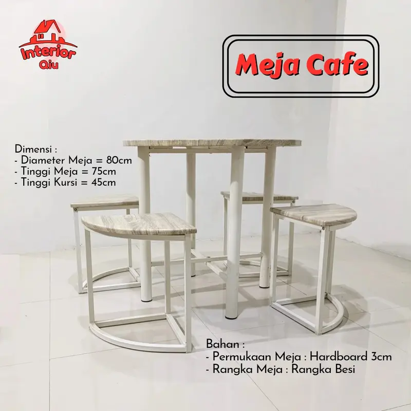 Interior Qiu Meja Makan Set Minimalis Meja Cafe Modern 4 Kursi 1