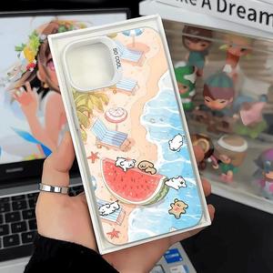 ฤดูร้อนริมทะเลสำหรับ iPhone16promaxกรณีโทรศัพท์มือถือ iPhone15ความคิดสร้างสรรค์14 ใหม่ 13 พรีเมี่ยมสีเงิน 12/11 ป้องกันการตก XSMax ชายและหญิง 8Plus ความเรียบง่าย xs / xr กรณีป้องกัน