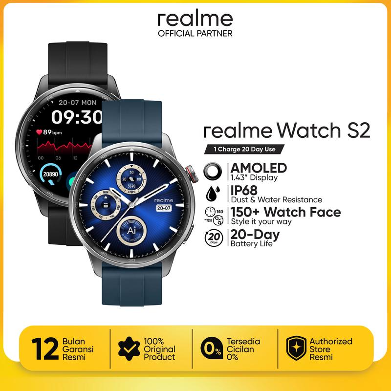realme Watch S2 Round AMOLED 300+ AI IP68 water resistant  TikTok Shop