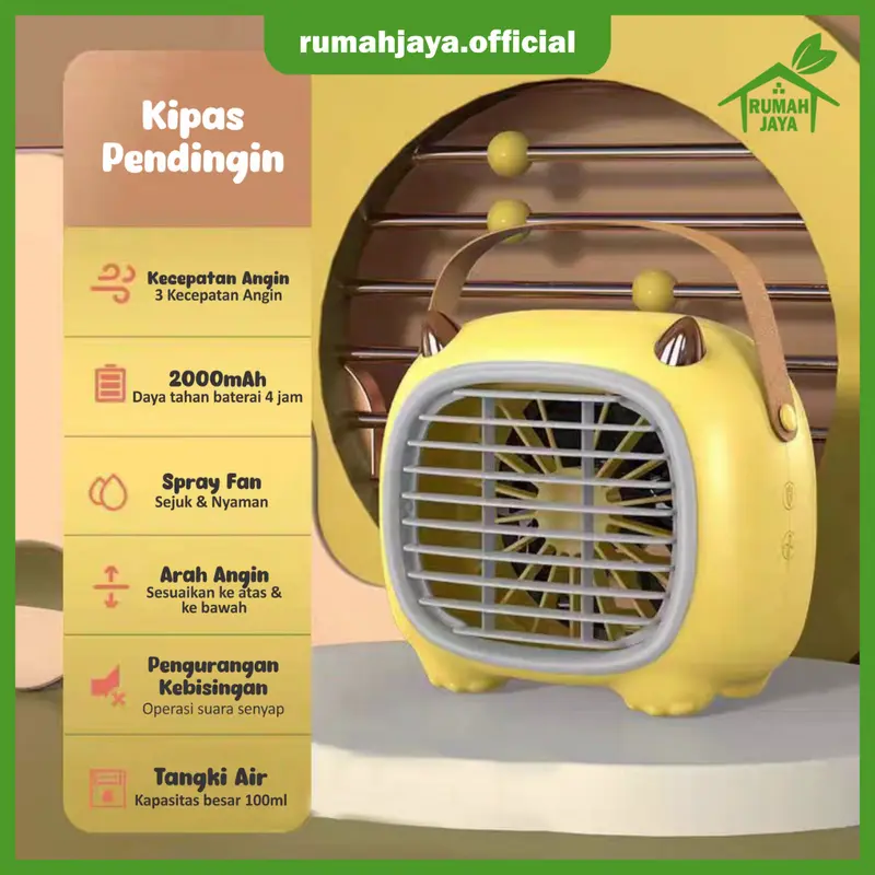 RJO - Kipas Angin Pendingin Mini Ac Little Monster / Mini Mobile Air Cooler / Kipas Angin Pendingin Spray Air / Mini Cooling Fan 2