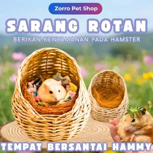 SARANG ROTAN TEMPAT HAMSTER BURUNG,SG,LANDAK ROTAN KAYU PREMIUM ALAMI DEKORASI KANDANG