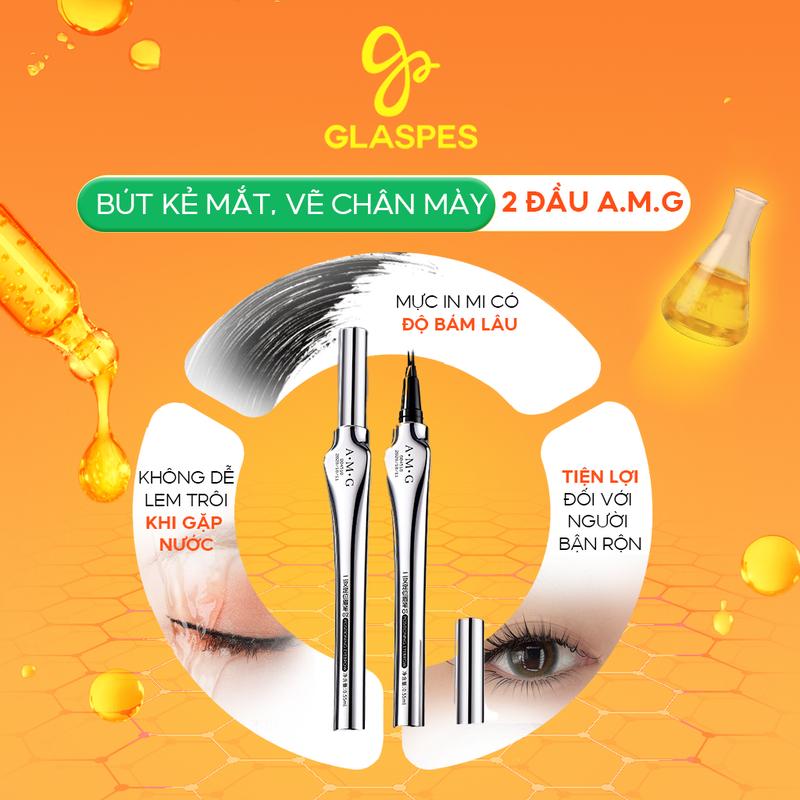  Bút kẻ mắt vẽ chân mày 2 đầu A.M.G đầu nét mảnh giúp giảm lem trôi mực đều tự nhiên 