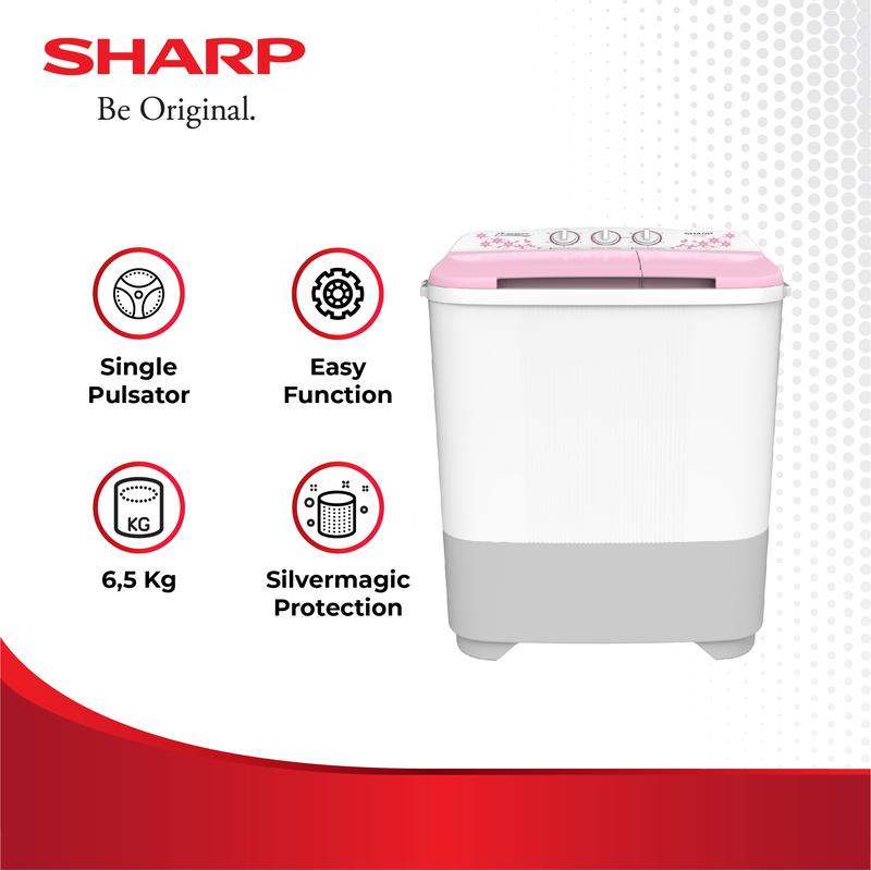 Mesin Cuci 2 Tabung 7 KG SHARP Model ES-T70MW-BL/LC/PK - Pengering - Hemat Energi Air 3