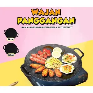 CHOCOBERRY7 Alat Panggangan BBQ Grill Pan Korean Wajan Bulat Anti Lengket Serbaguna