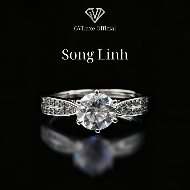 GVLUXE Nhẫn Moissanite "Song Linh" Chính Hãng GVLUXE - Đầy Đủ Giấy Kiểm Định GRA Quà Tặng Lí Tưởng Bảo hành Trọn Đời