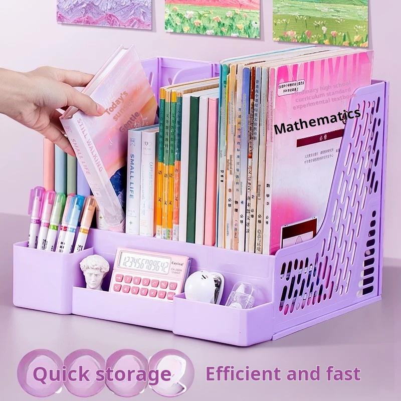 Pink File Stand File frame desktop folder stand desk file storage box basket - TikTok ...