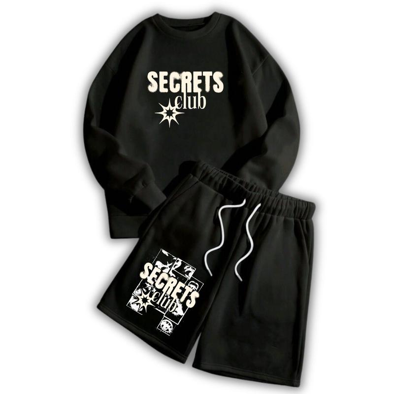 STREES One Set Crewneck & Shortpant SecretClub Setelan Berbahan Kain Fleece Lembut Adem Size M-XL 0