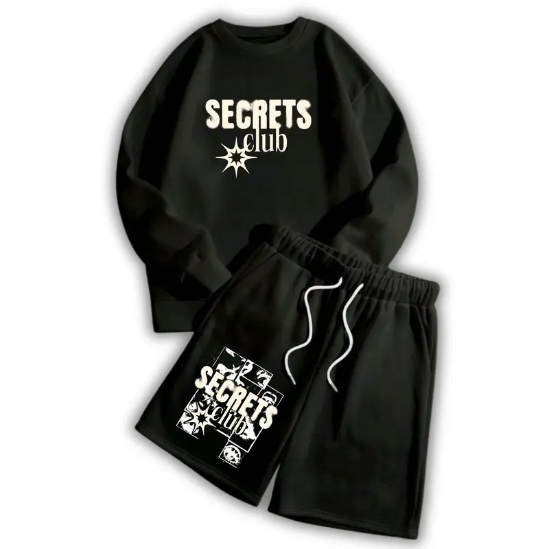 STREES One Set Crewneck & Shortpant SecretClub Setelan Berbahan Kain Fleece Lembut Adem Size M-XL 0