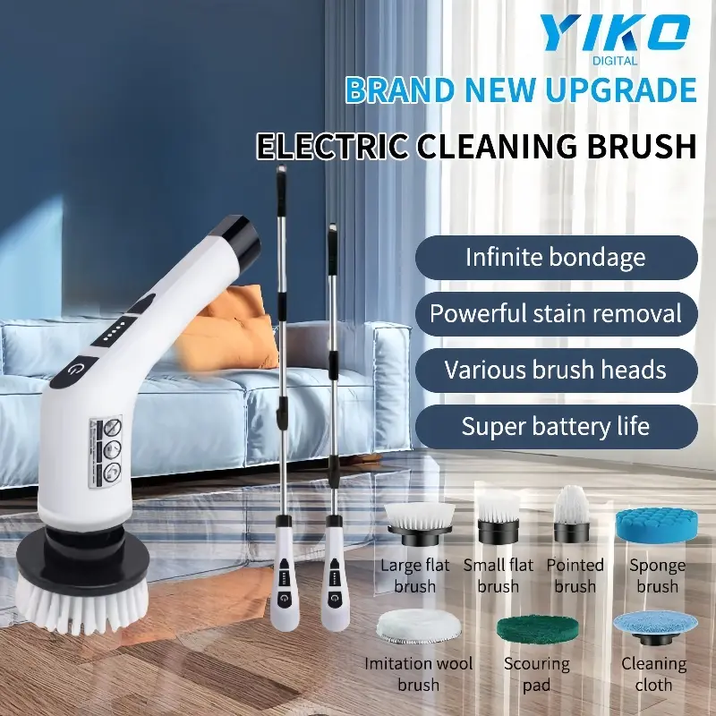 7 In 1 Electric Cleaning Brush Window Wall Cordless Electric Spin Scrubber Handheld Rechargeable water-proof Shower Bathroom Toilet Cleaning Brush