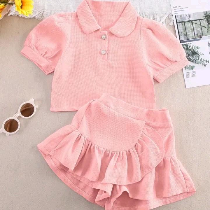 CF - SETELAN ANAK PEREMPUAN ATASAN DAN ROK CELANA LUCU / SET ANAK KIKU KOREAN STYLE baju anak perempuan 5