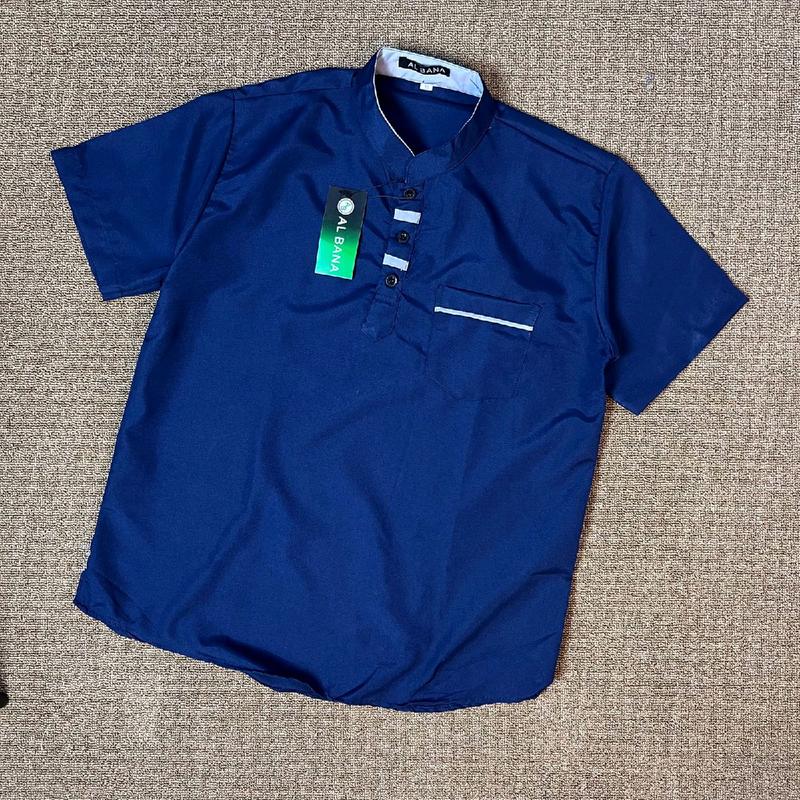 Koko anak laki laki lengan pendek motif dada polos usia 8-15 tahun koko kurta terlaris kekinian Muslim Baju Katun 4