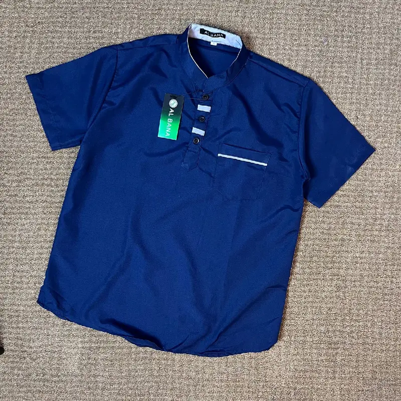 Koko anak laki laki lengan pendek motif dada polos usia 8-15 tahun koko kurta terlaris kekinian Muslim Baju Katun 4